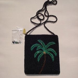 ERMO Womens Beaded Purse Handbag with Palm Tree